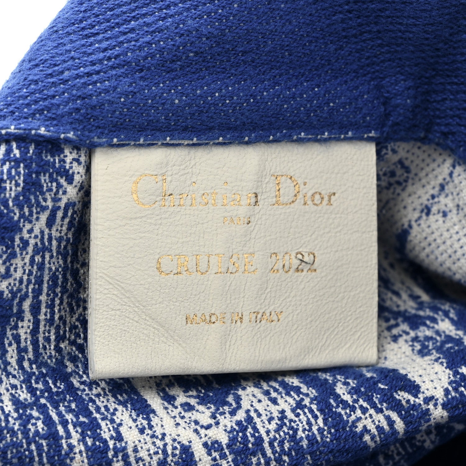 Christian Dior Canvas Print Cruise Tote Ivory Blue 6 of 8