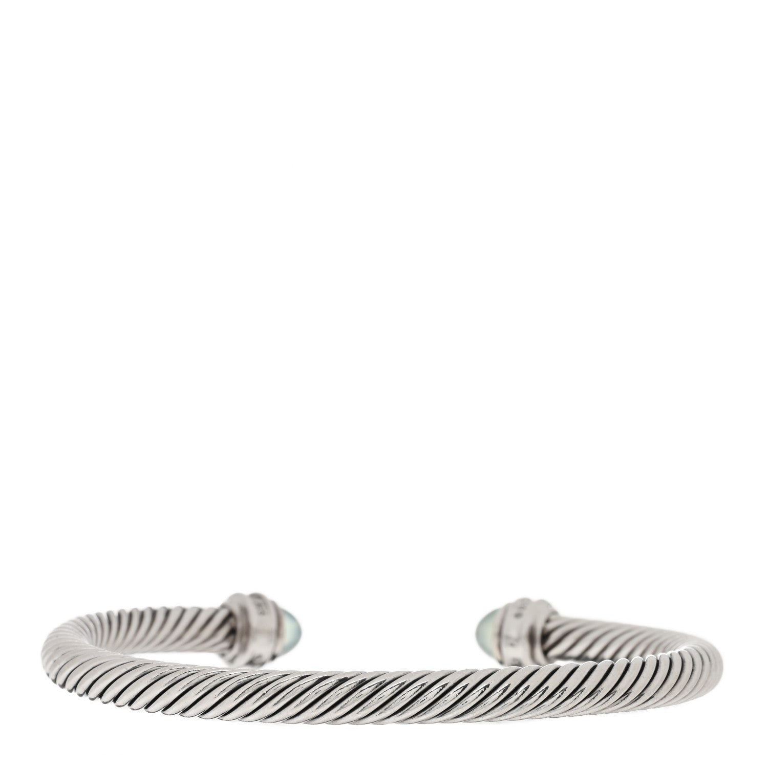 David Yurman Sterling Silver Diamond Chalcedony 5mm Cable Classics Bracelet 2 of 3