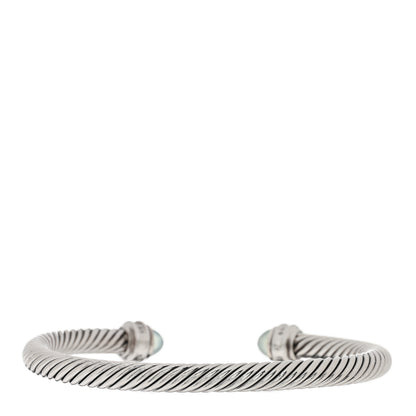 David Yurman Sterling Silver Diamond Chalcedony 5mm Cable Classics Bracelet 2 of 3