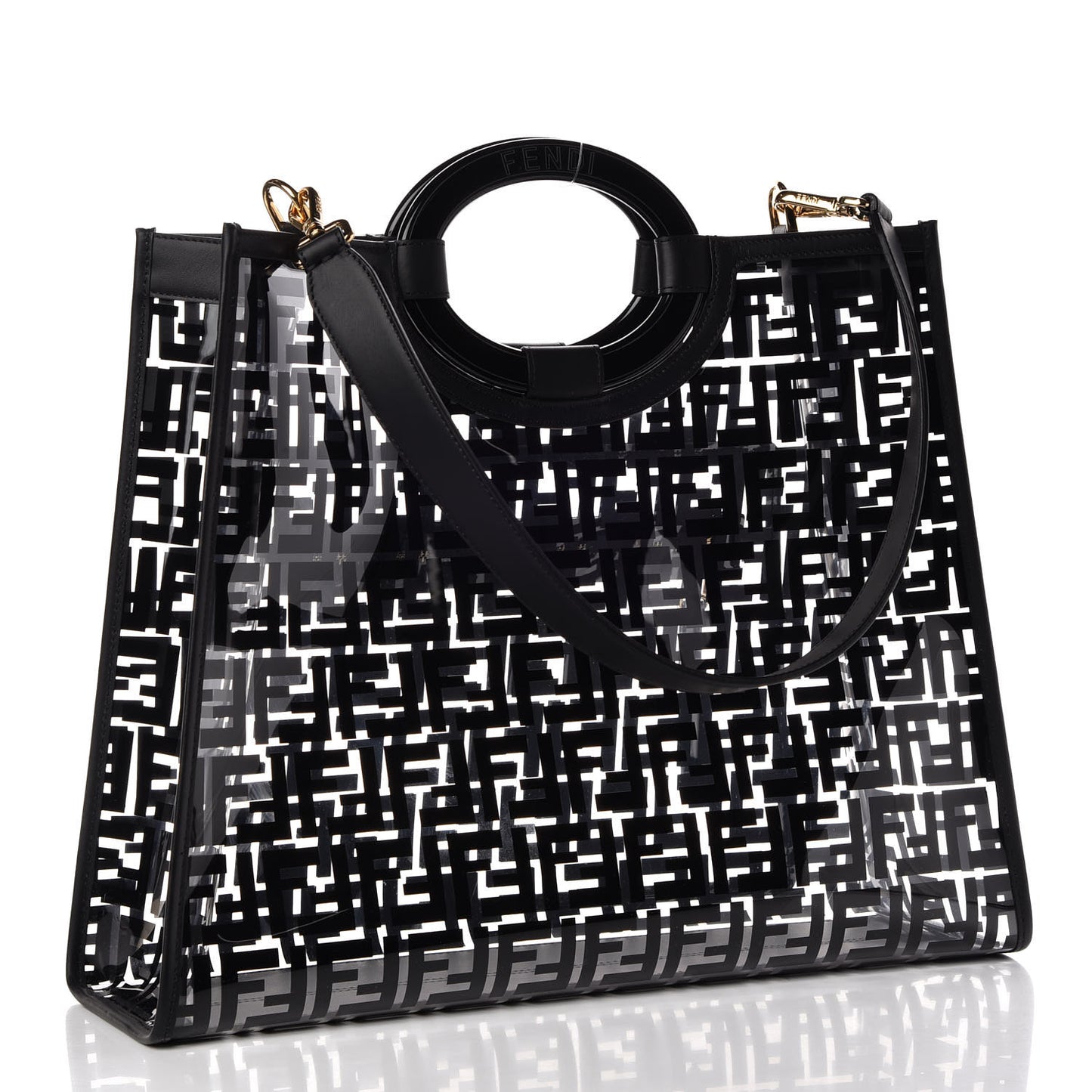 TPU FF Vitello Century Plexiglass Medium Runaway Shopper Tote Black