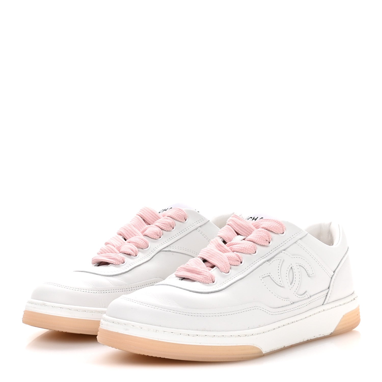 Chanel Calfskin Womens CC Sneakers 36 White Pink 4 of 9