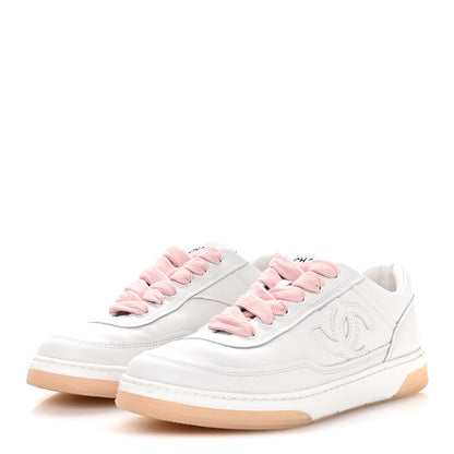 Chanel Calfskin Womens CC Sneakers 36 White Pink 4 of 9