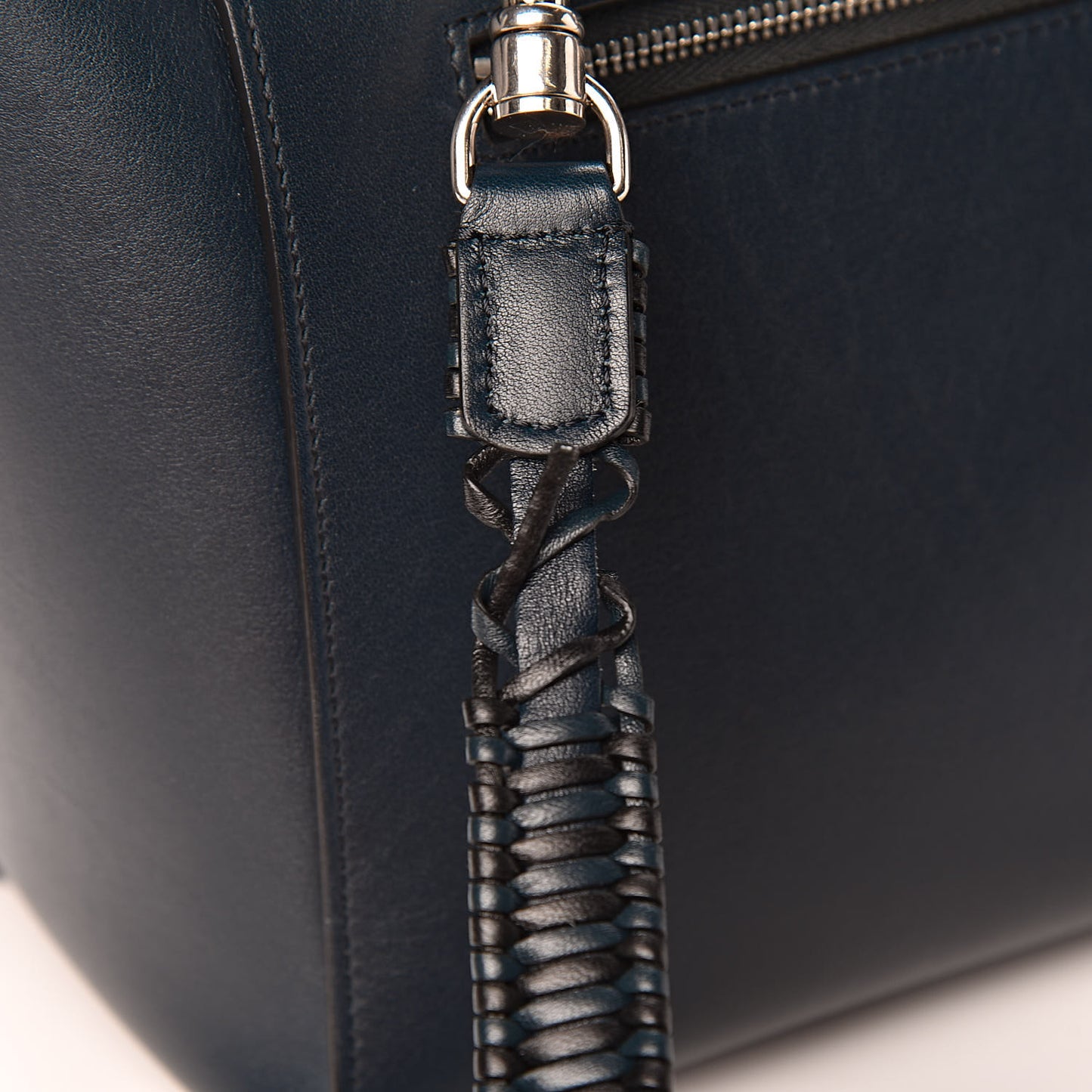 Smooth Calfskin Micro Bi-Color Braided Belt Bag Dark Sea