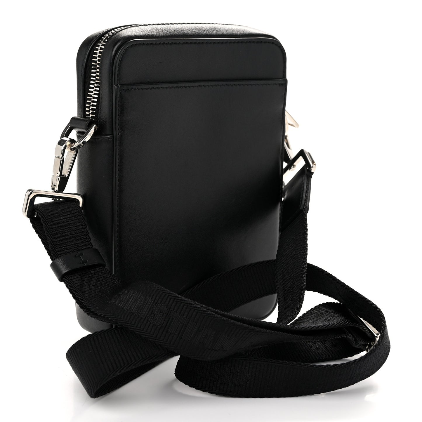 Calfskin Oblique Galaxy Perforated World Tour Messenger Pouch Black