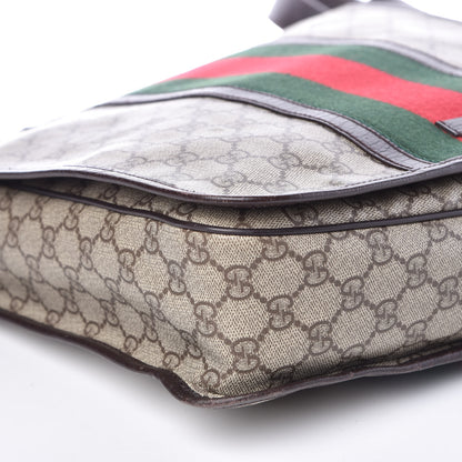Gucci GG Plus Monogram Web Large Flap Messenger Bag Beige Dark Brown 8 of 14