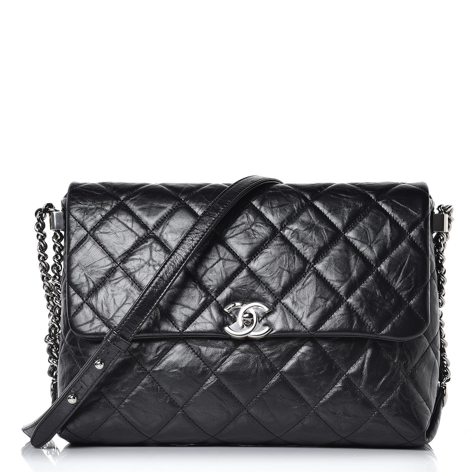Chanel Crackled Aged Calfskin Big Bang Flap Black 1 of 8