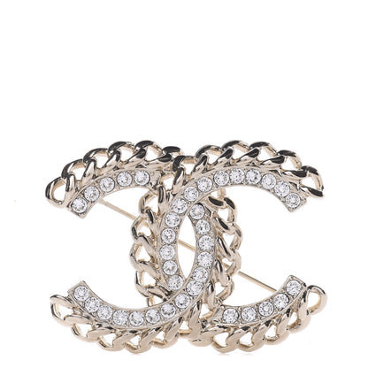 Chanel Crystal Chain CC Brooch Gold 1 of 5