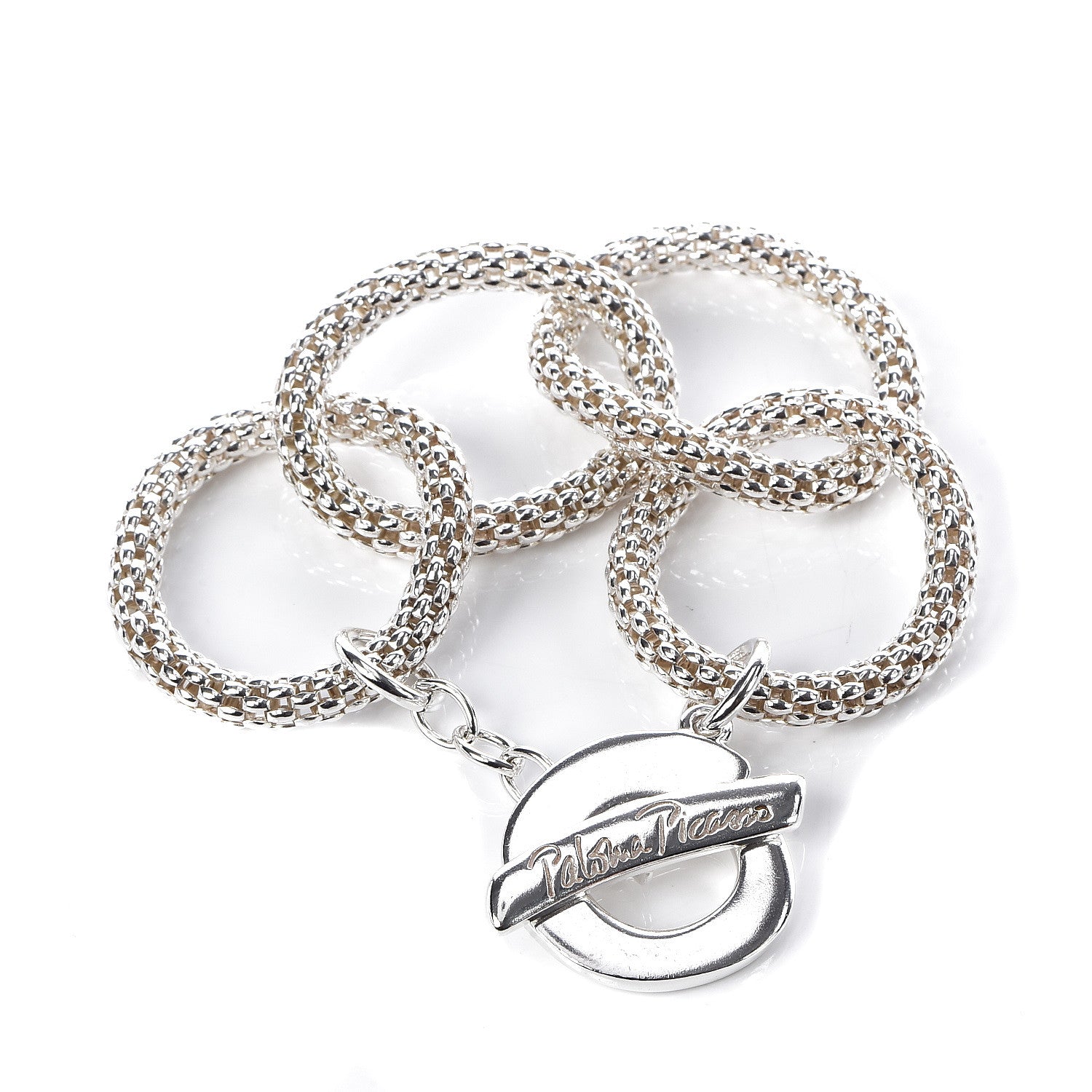 Tiffany Sterling Silver Paloma Picasso Textured Link Toggle Bracelet 3 of 4