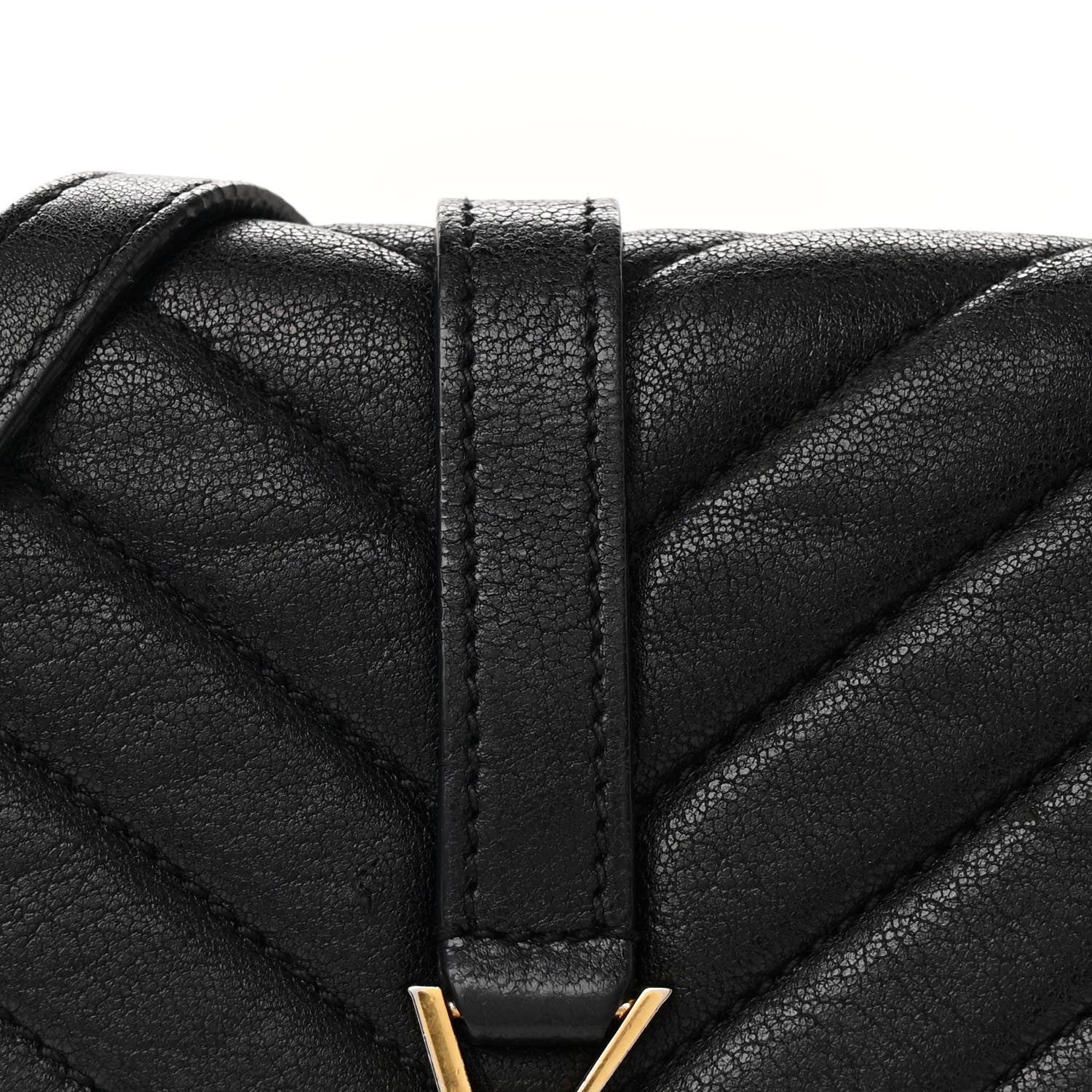 Saint Laurent Sheepskin Matelasse Chevron Monogram College Chain Wallet Black 8 of 11