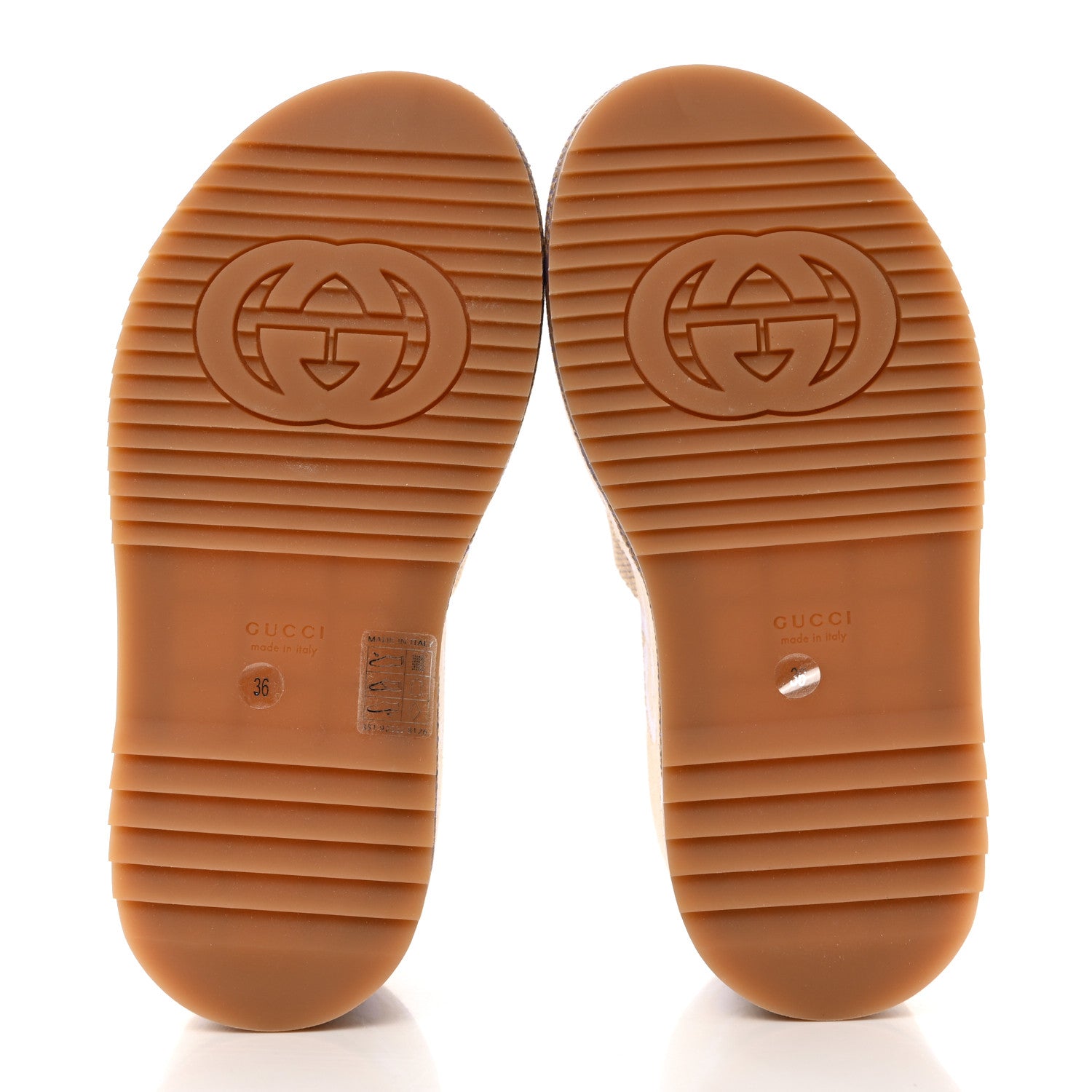 Gucci Monogram Jumbo GG Platform Slide Wedge Sandals 36 Beige Lapis 5 of 8