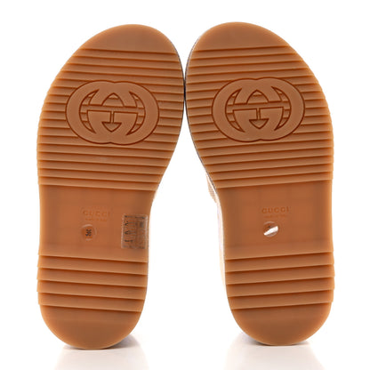 Gucci Monogram Jumbo GG Platform Slide Wedge Sandals 36 Beige Lapis 5 of 8