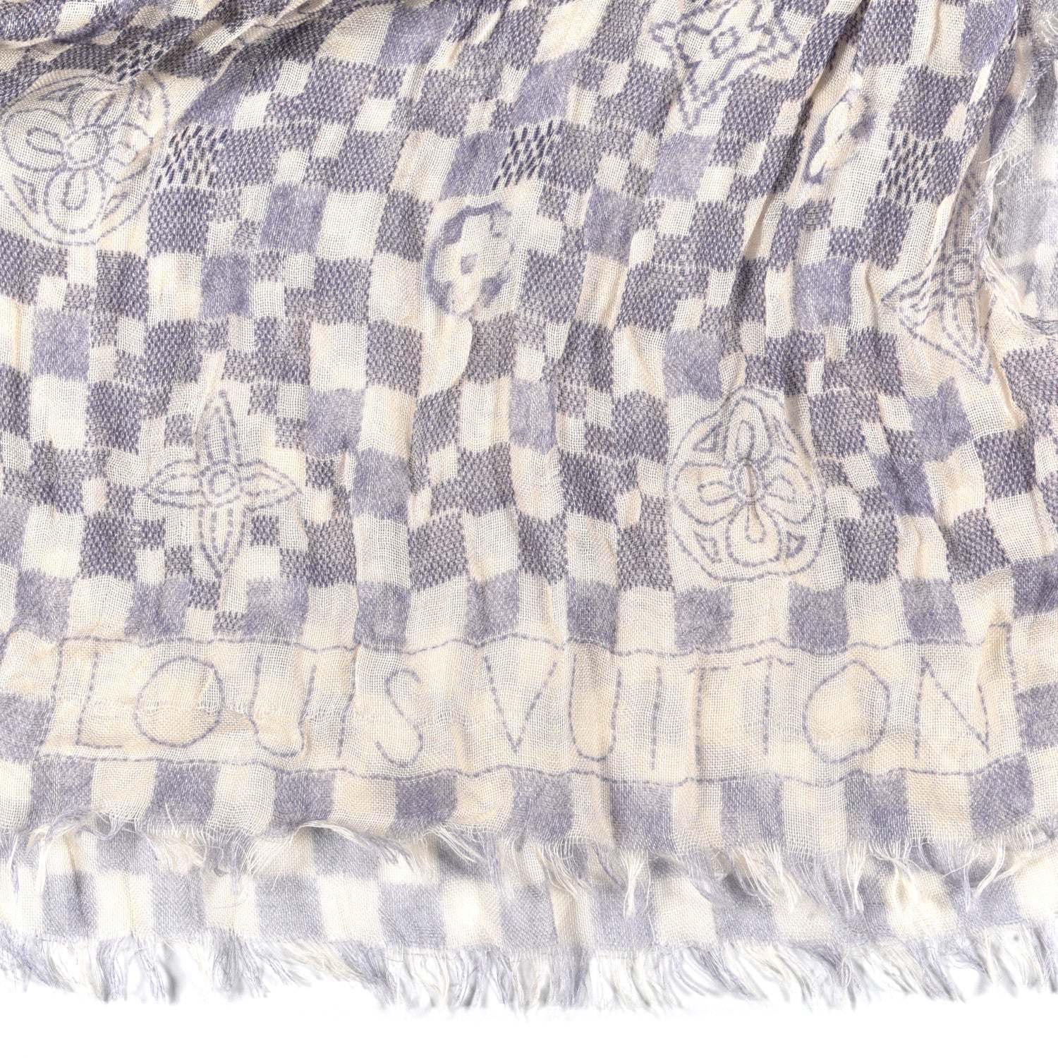 Louis Vuitton Cashmere Silk Damier Azur Stole 4 of 5