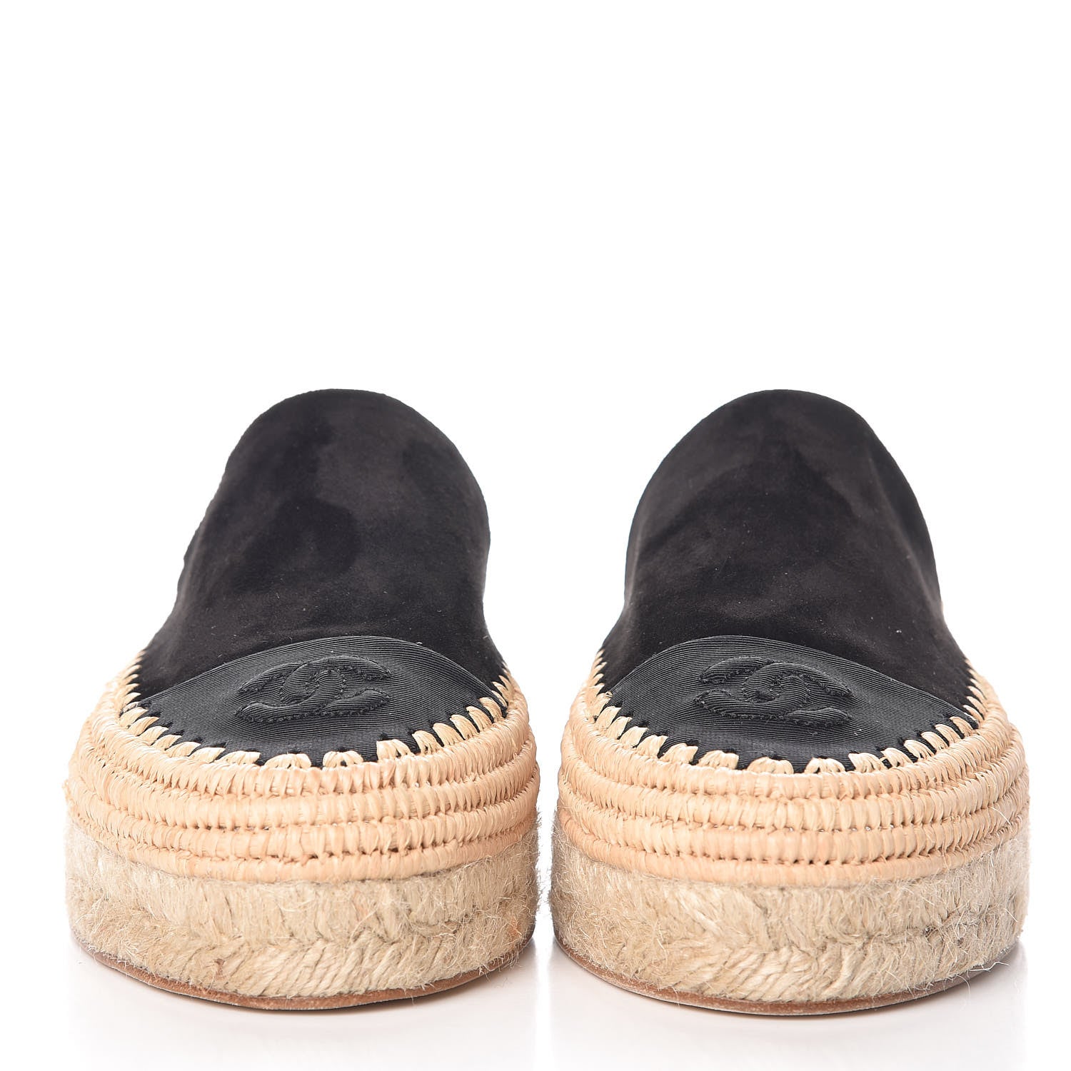 Chanel Suede Grosgrain CC Espadrilles 38 Black 2 of 9