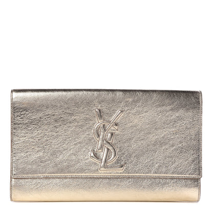 Saint Laurent Metallic Calfskin Monogram Large Belle De Jour Clutch Gold 1 of 8