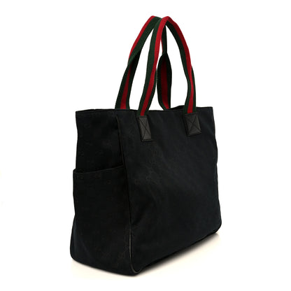 Gucci GG Monogram Medium Web Handle Double Pocket Tote Black 3 of 10
