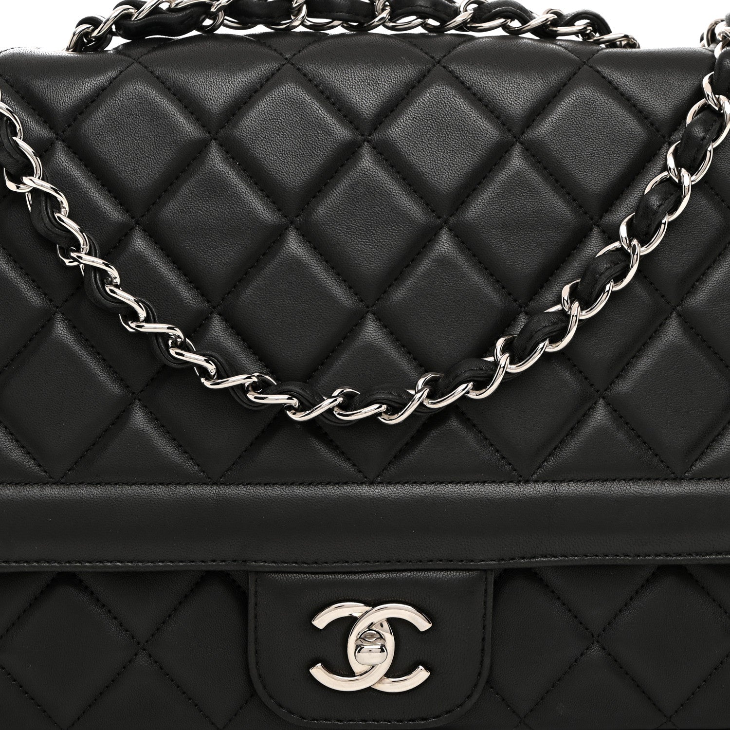 Chanel Lambskin Quilted Large Coco Rider Flap Black 8 of 10
