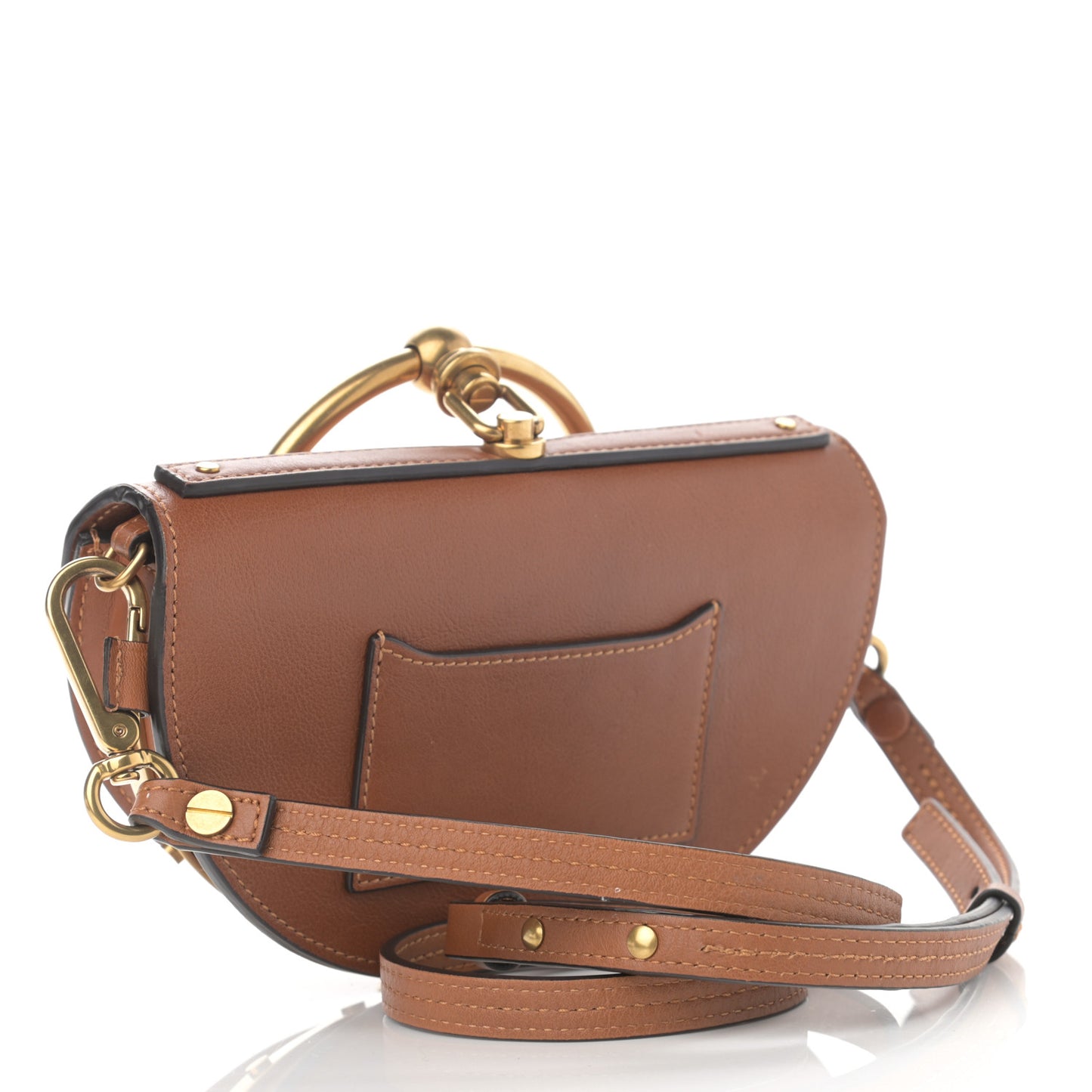 Calfskin Small Nile Bracelet Minaudiere Bag Caramel