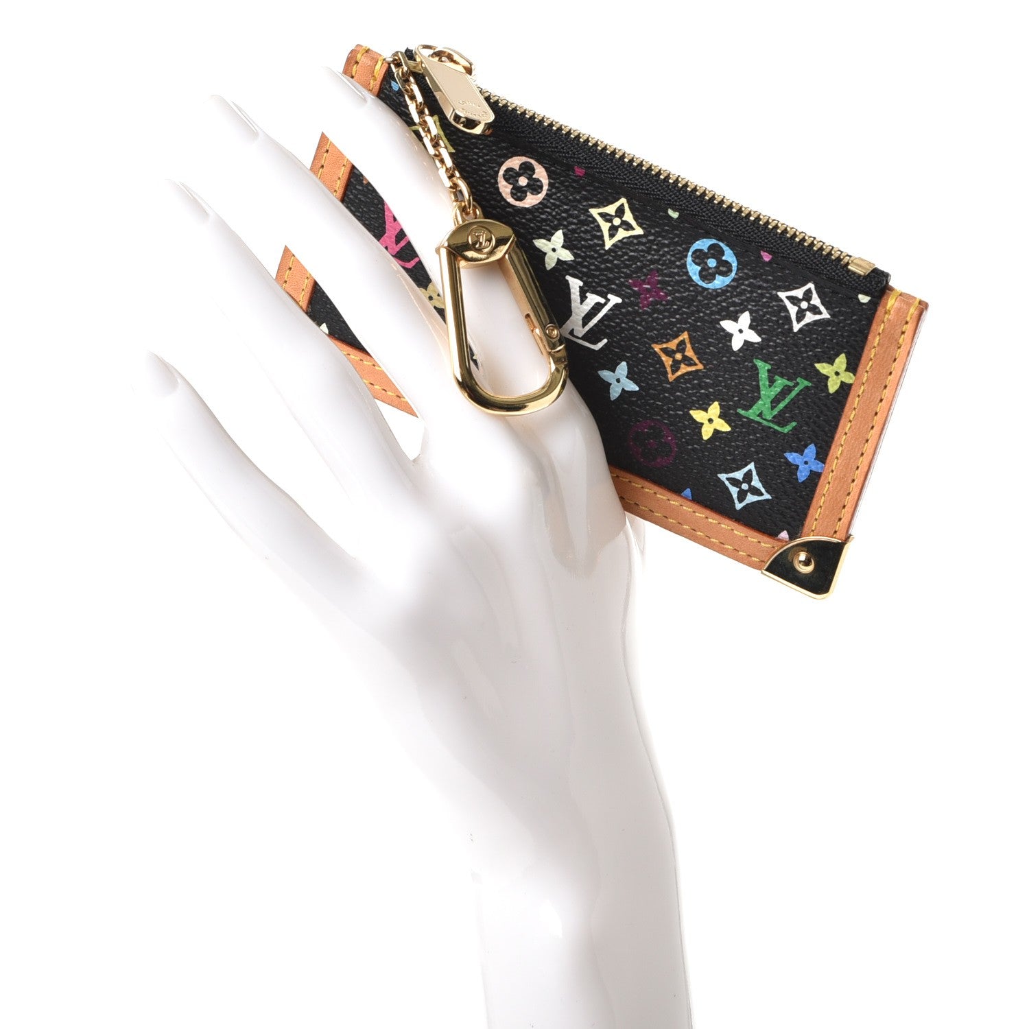 Louis Vuitton Monogram Multicolor Key Pouch Black 2 of 7