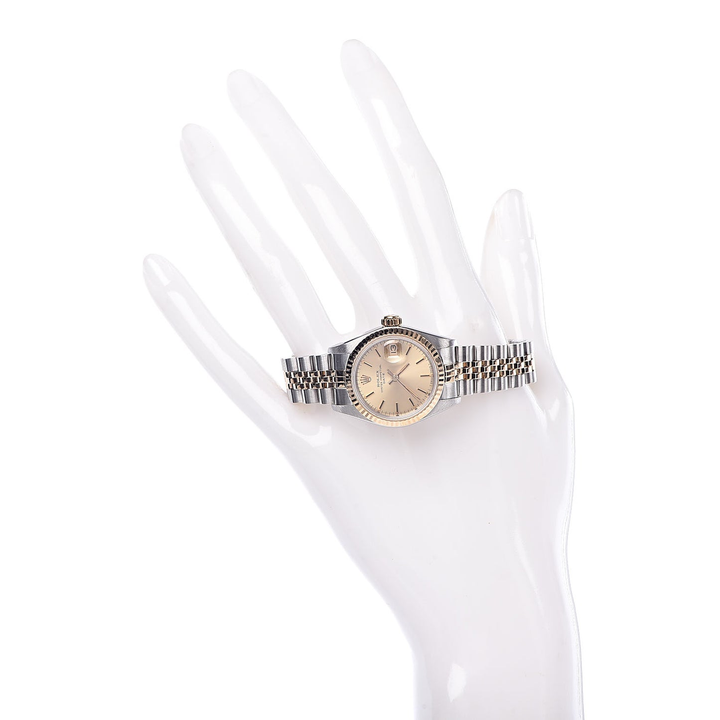 Stainless Steel 18K Yellow Gold 26mm Oyster Perpetual Date Watch Champagne 69173