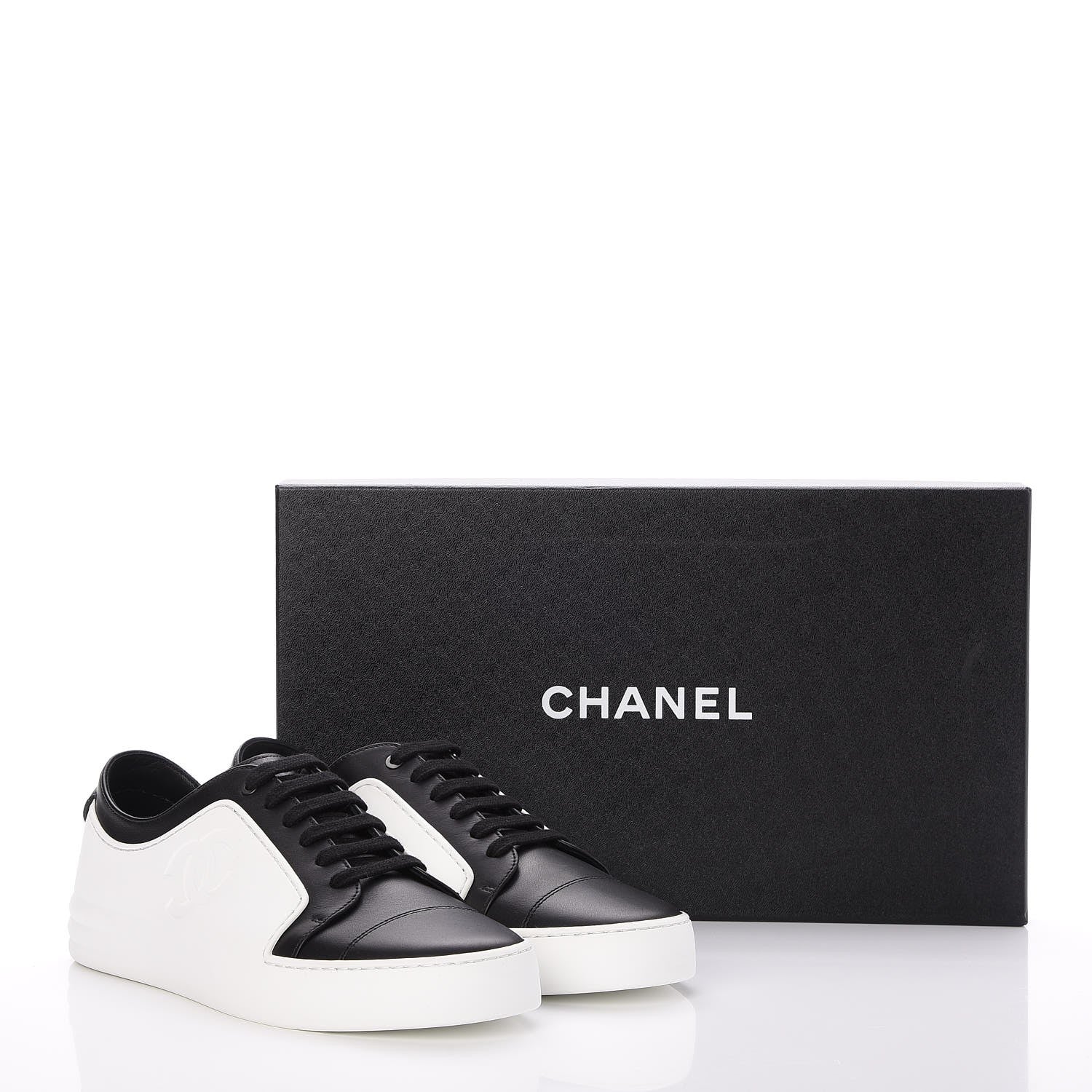 Chanel Calfskin CC Sneakers 39 Black White 7 of 9