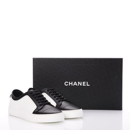 Chanel Calfskin CC Sneakers 39 Black White 7 of 9
