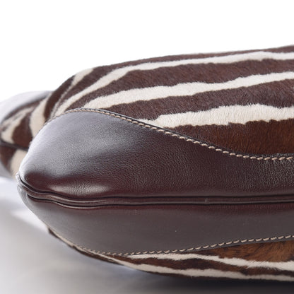 Gucci Calf Hair Zebra Print Medium Jackie O Bouvier Hobo Brown 8 of 10