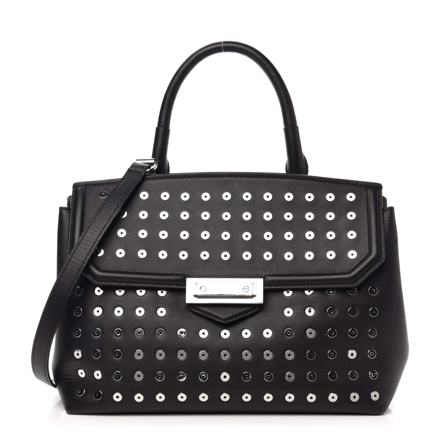 Alexander Wang Lambskin Eyelets Marion Tote Black Silver Hardware 1 of 11