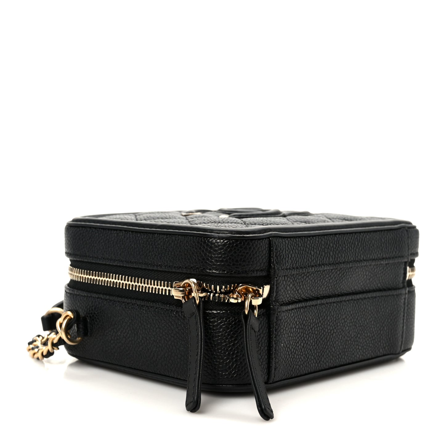 Caviar Quilted Small CC Filigree Vanity Case Black