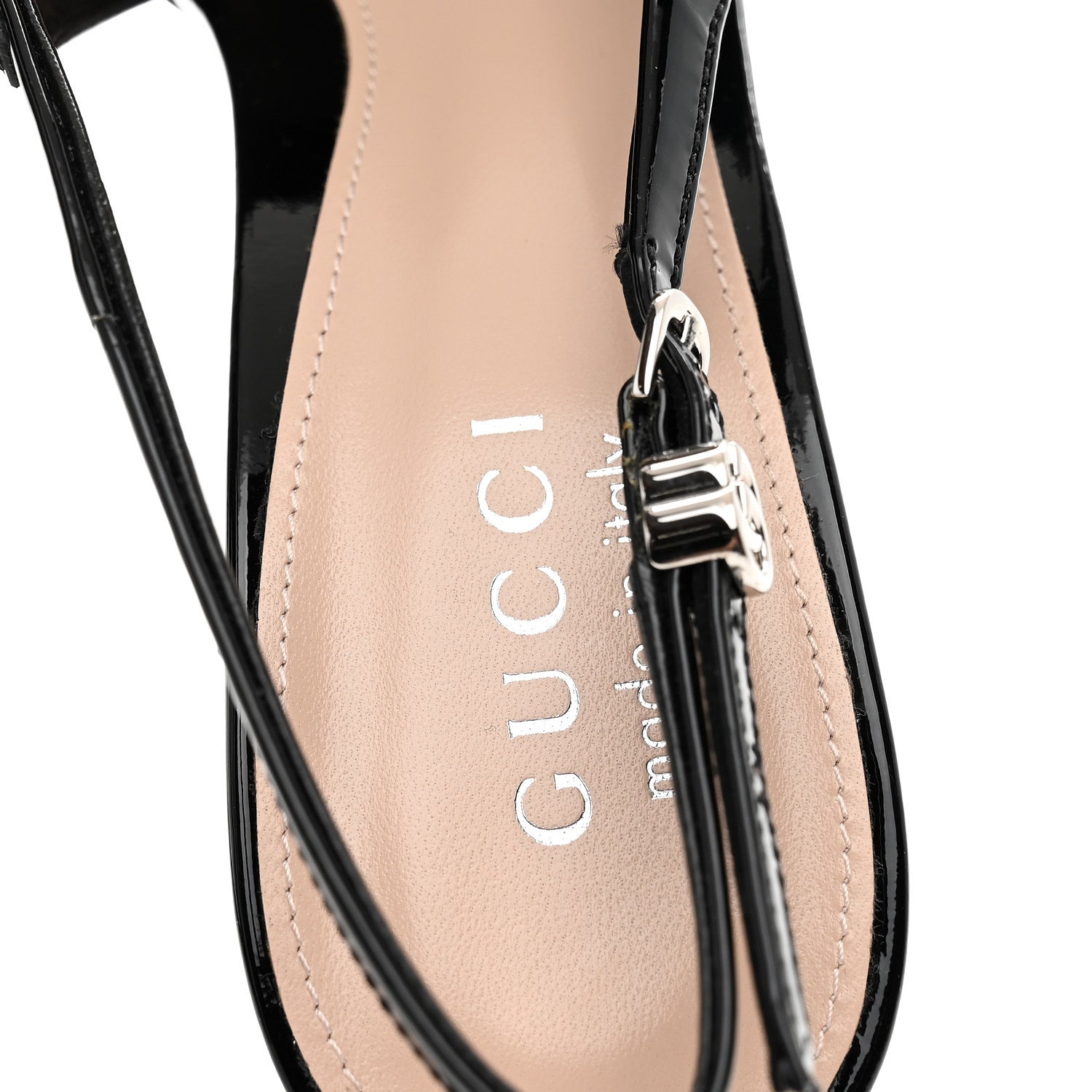 Gucci Vernice Crystal Embellished Guinevere Slingback Pumps 37 Black 8 of 10