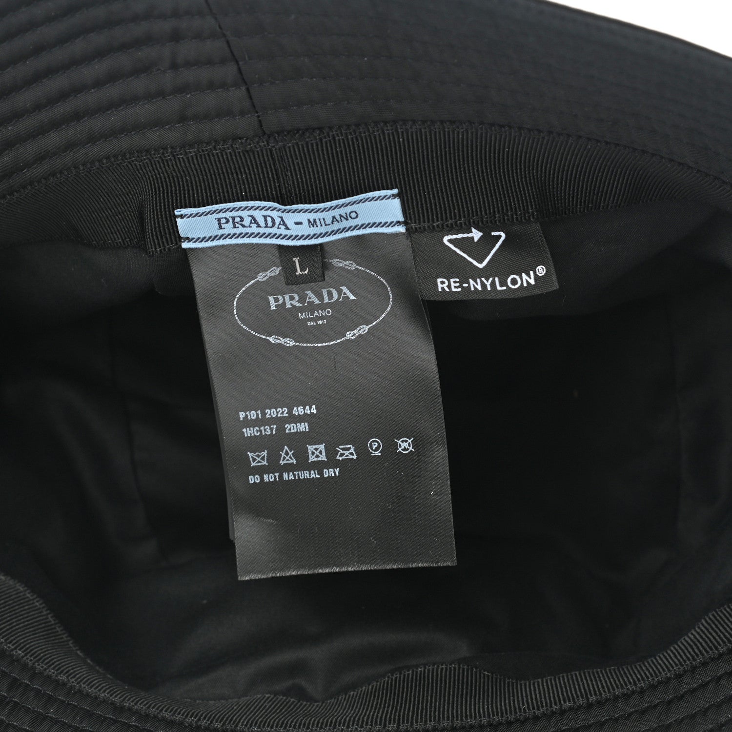 Prada Re-Nylon Metal Triangle Logo Womens Bucket Hat L Black 8 of 8