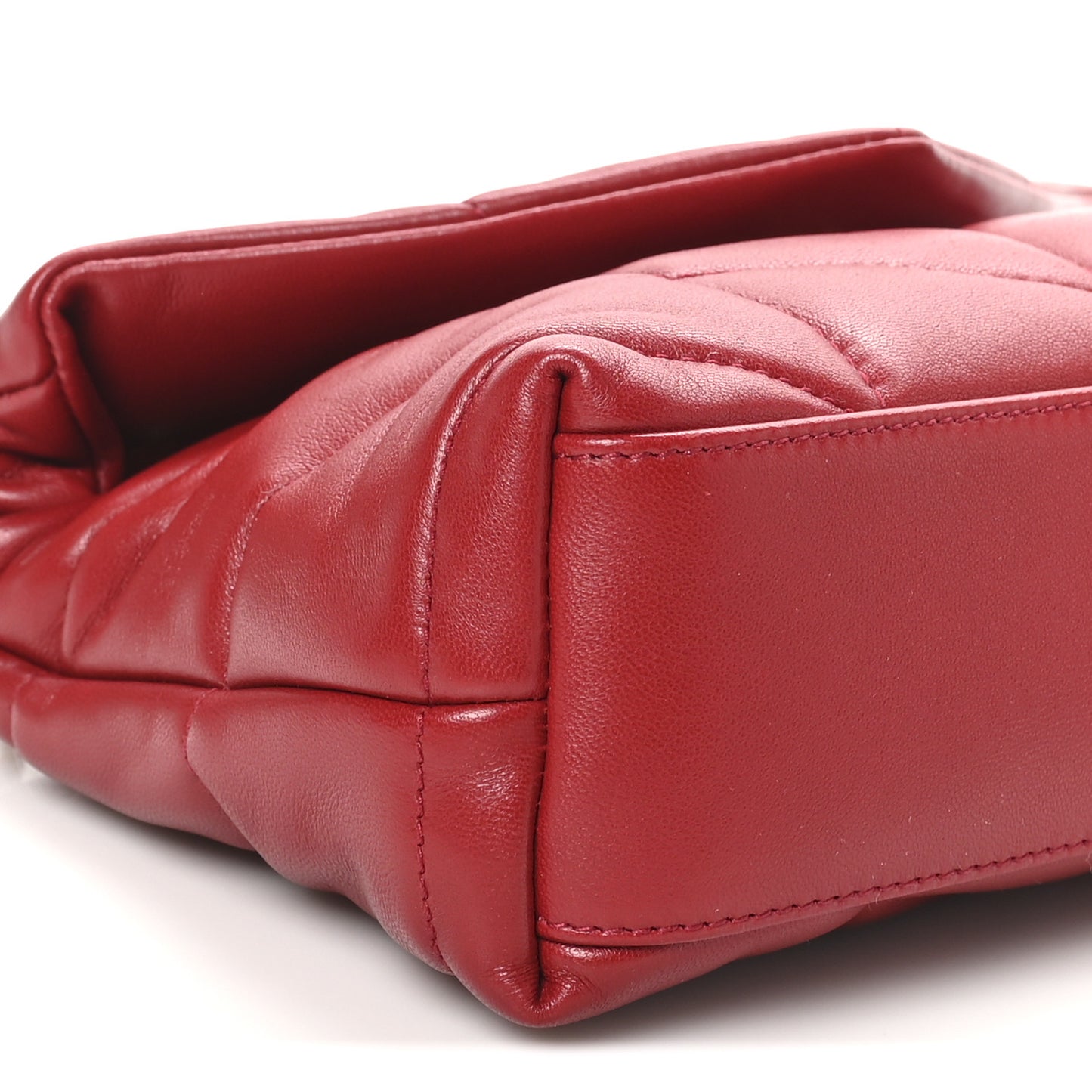 Lambskin Quilted Toy Loulou Puffer Monogram Chain Satchel Red