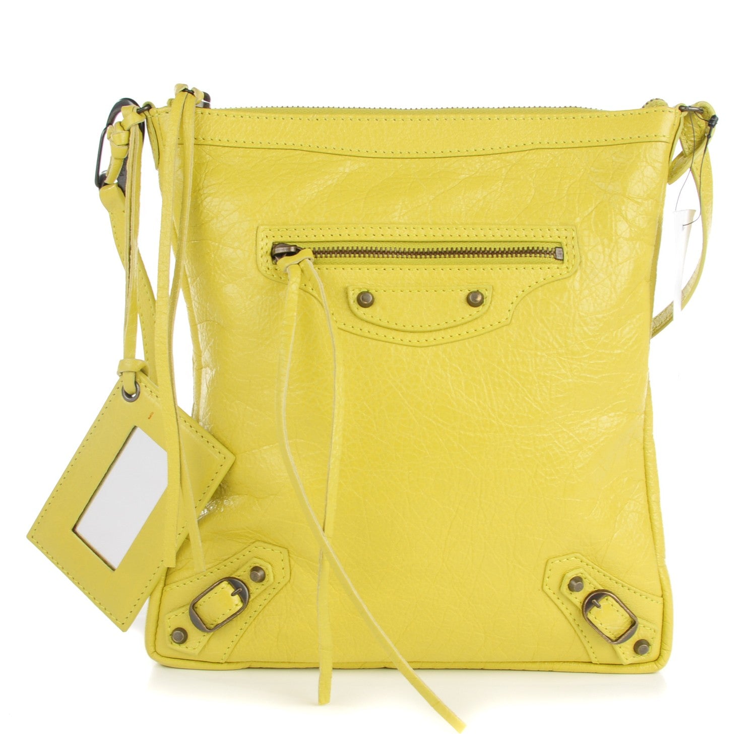 Balenciaga Agneau Classic Hardware Flat Crossbody Jaune Poussin 1 of 6