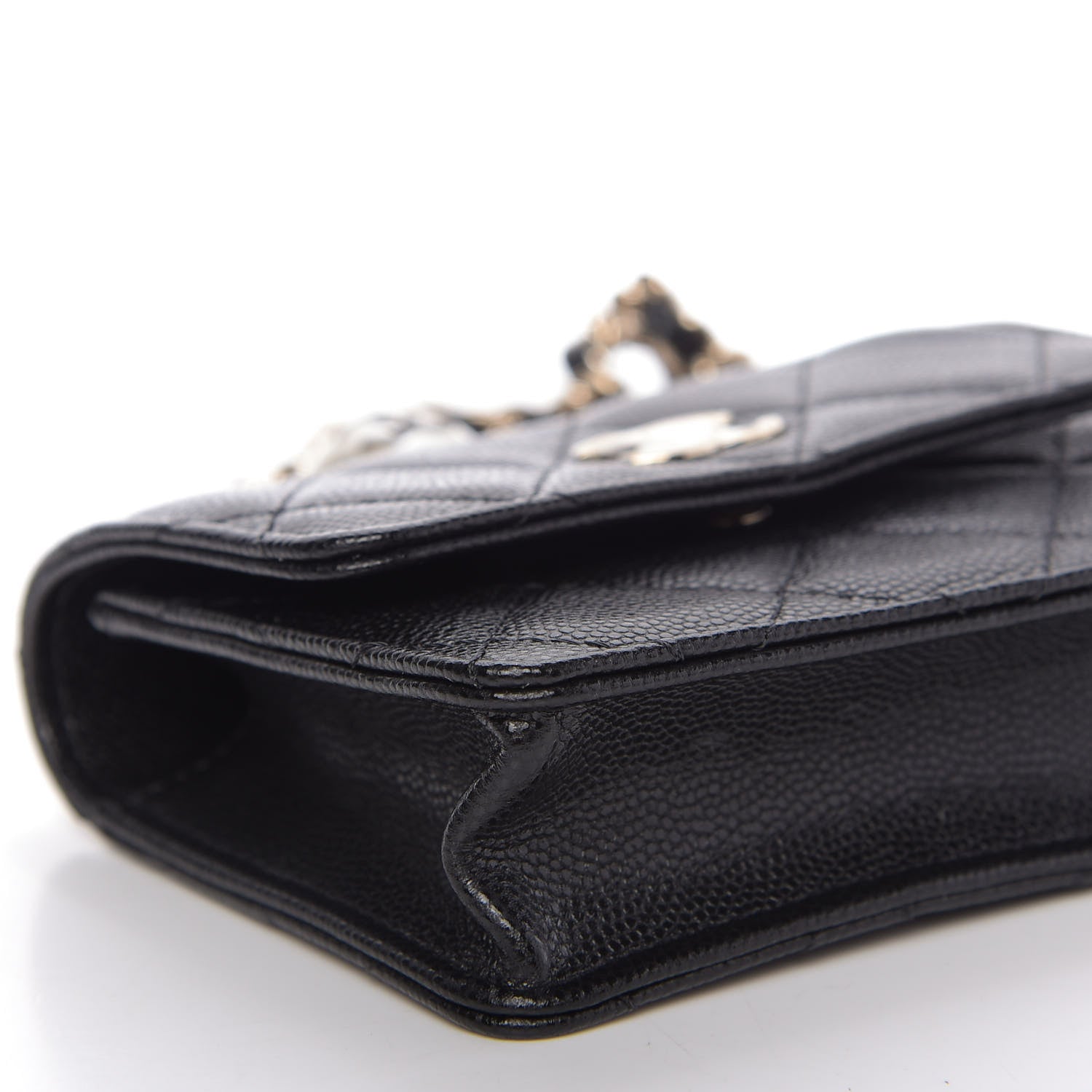 Chanel Caviar Quilted Mini Pearl On Top Coin Purse With Chain Black 6 of 11