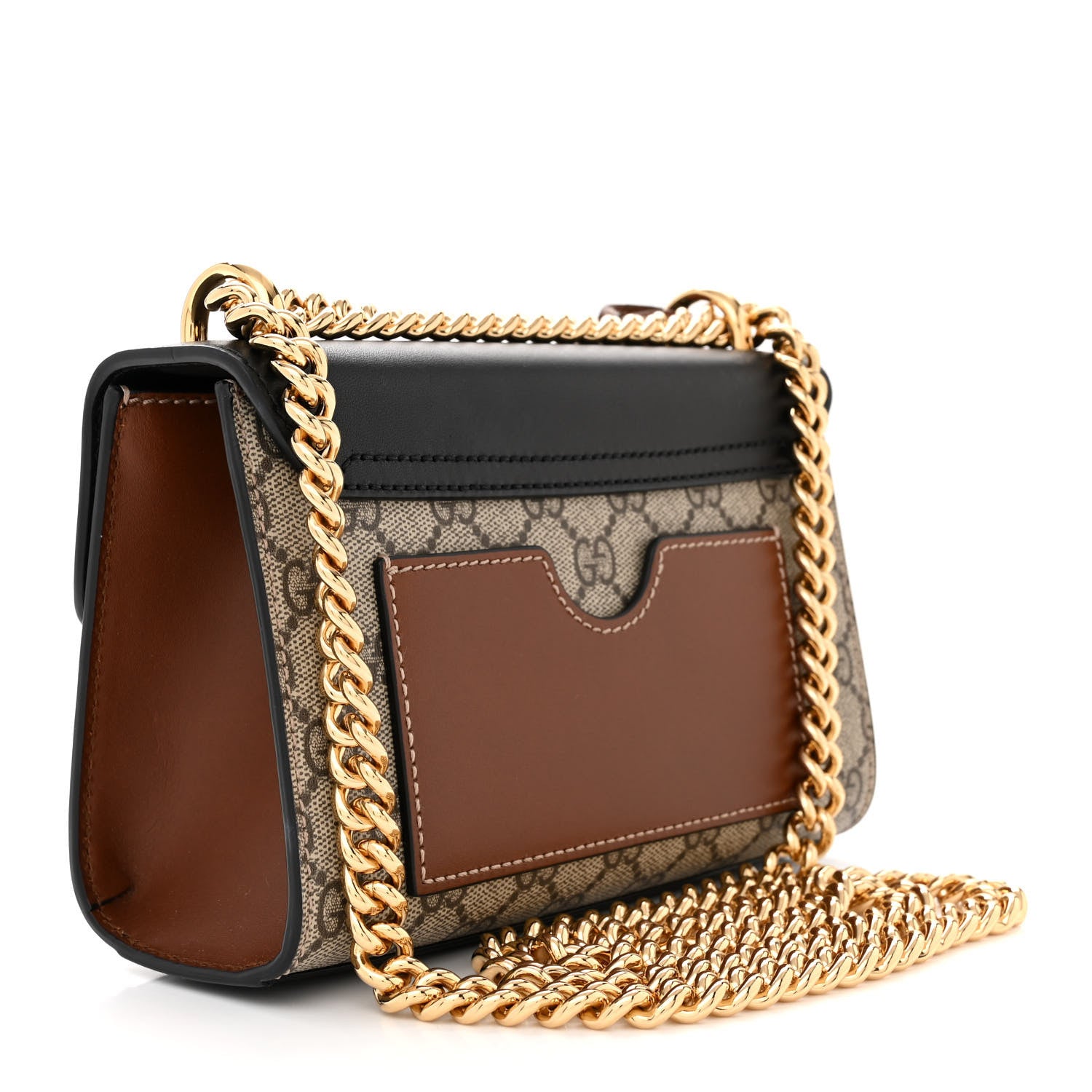 Gucci GG Supreme Monogram Calfskin Small Padlock Shoulder Bag Beige Black Cuir 3 of 11