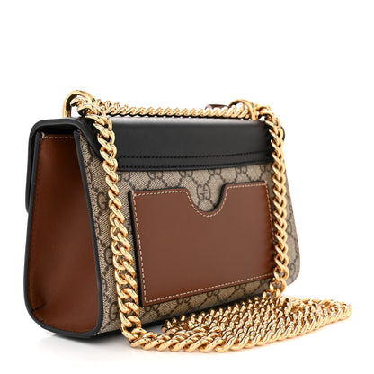 Gucci GG Supreme Monogram Calfskin Small Padlock Shoulder Bag Beige Black Cuir 3 of 11
