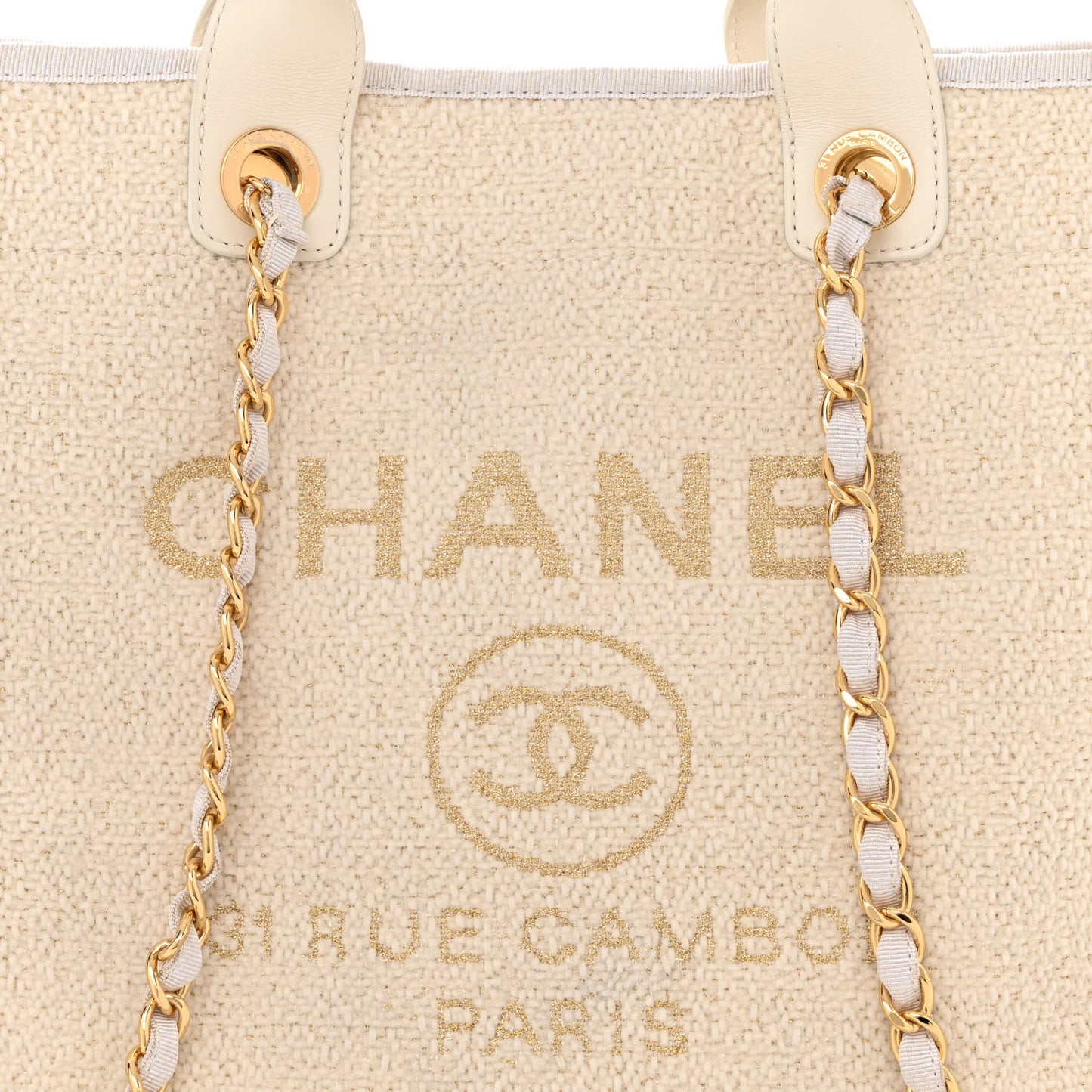 Lurex Boucle Medium Deauville Tote White