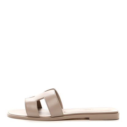 Hermes Box Calfskin Oran Sandals 35.5 Beige Mastic 1 of 9