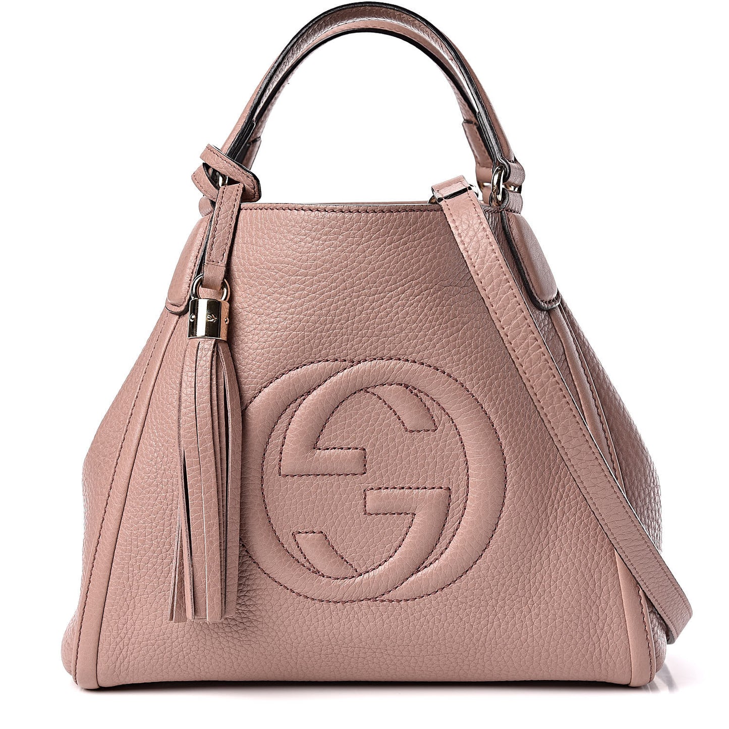 Pebbled Calfskin Small Soho Shoulder Bag Light Pink