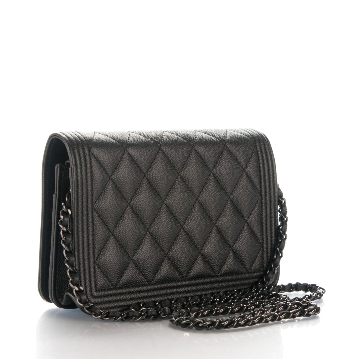 Caviar Quilted Boy Wallet On Chain WOC So Black