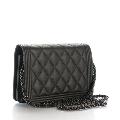 Chanel Caviar Quilted Boy Wallet On Chain WOC So Black 3 of 8