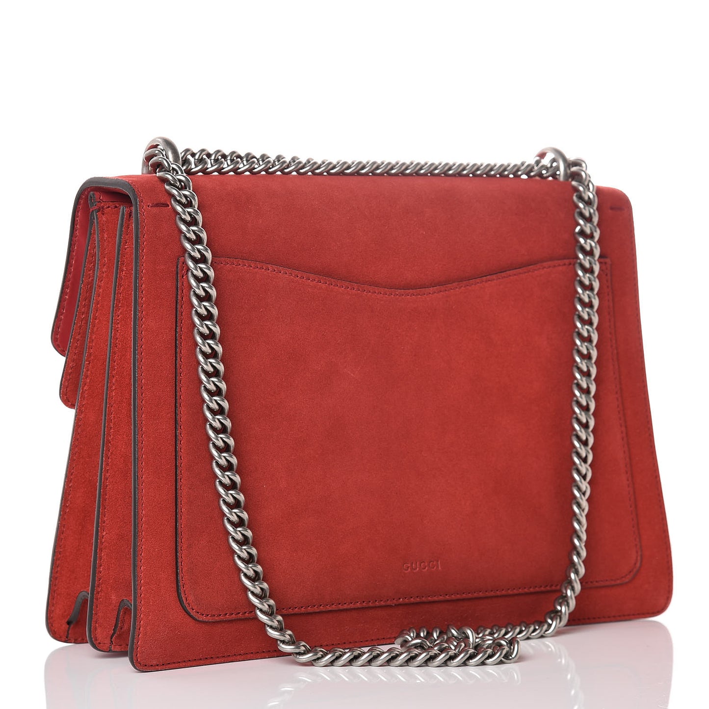 Suede Vitello Velvet Medium Dionysus Shoulder Bag Vulcanic Red
