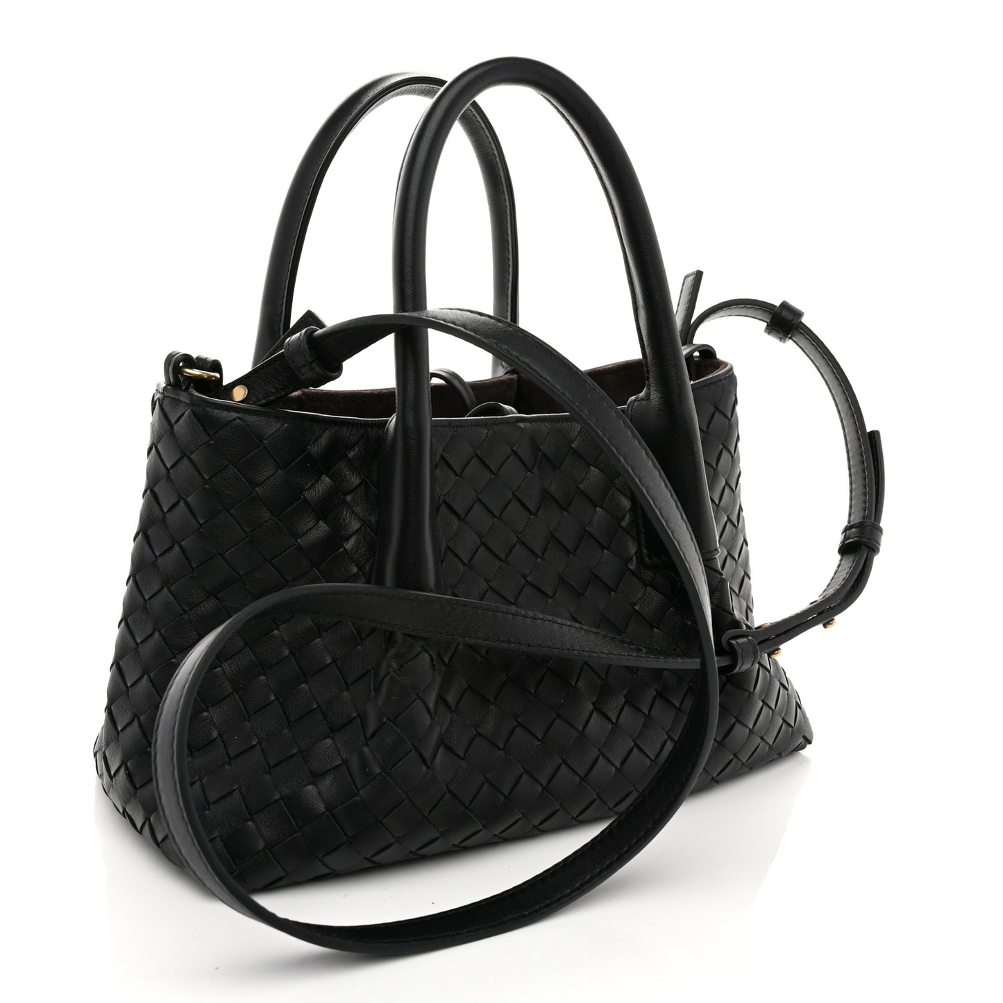 Calfskin Intrecciato Small Pinacoteca Tote Black Fondant