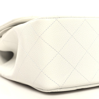 Chanel Caviar Quilted Jumbo Double Flap White 9 of 10