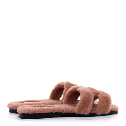 Hermes Woolskin Oran Sandals 39 Rose Aube 4 of 10