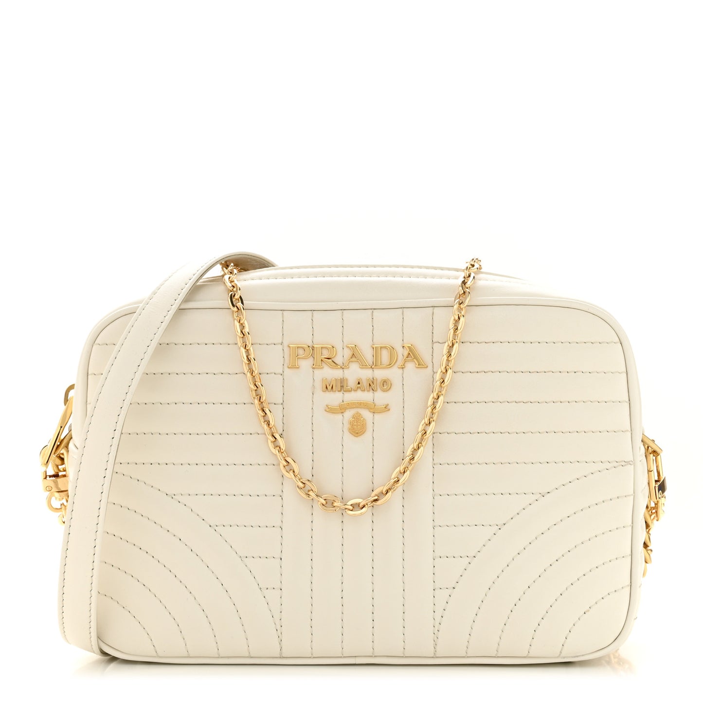 Soft Calfskin Diagramme Crossbody Bag White