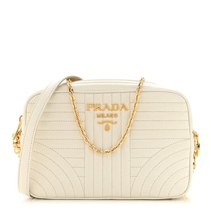 Prada Soft Calfskin Diagramme Crossbody Bag White 1 of 10