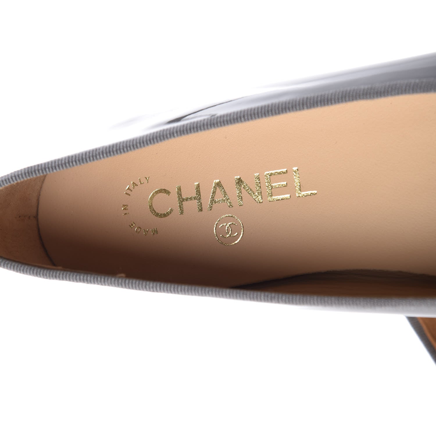 Chanel Patent Calfskin CC Cap Toe Ballerina Flats 39.5 Dark Grey 7 of 12
