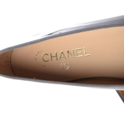 Chanel Patent Calfskin CC Cap Toe Ballerina Flats 39.5 Dark Grey 7 of 12