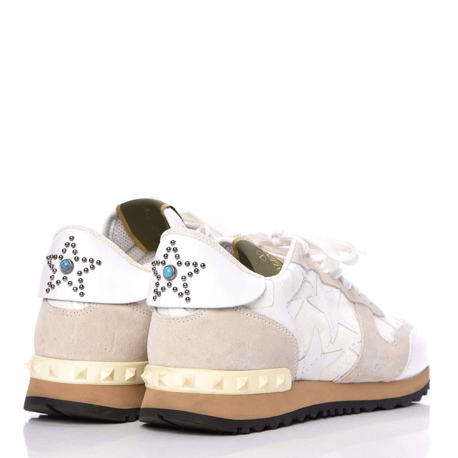 Valentino Garavani Fabric Suede Camustars Womens Rockrunner Sneakers 37.5 White 4 of 10
