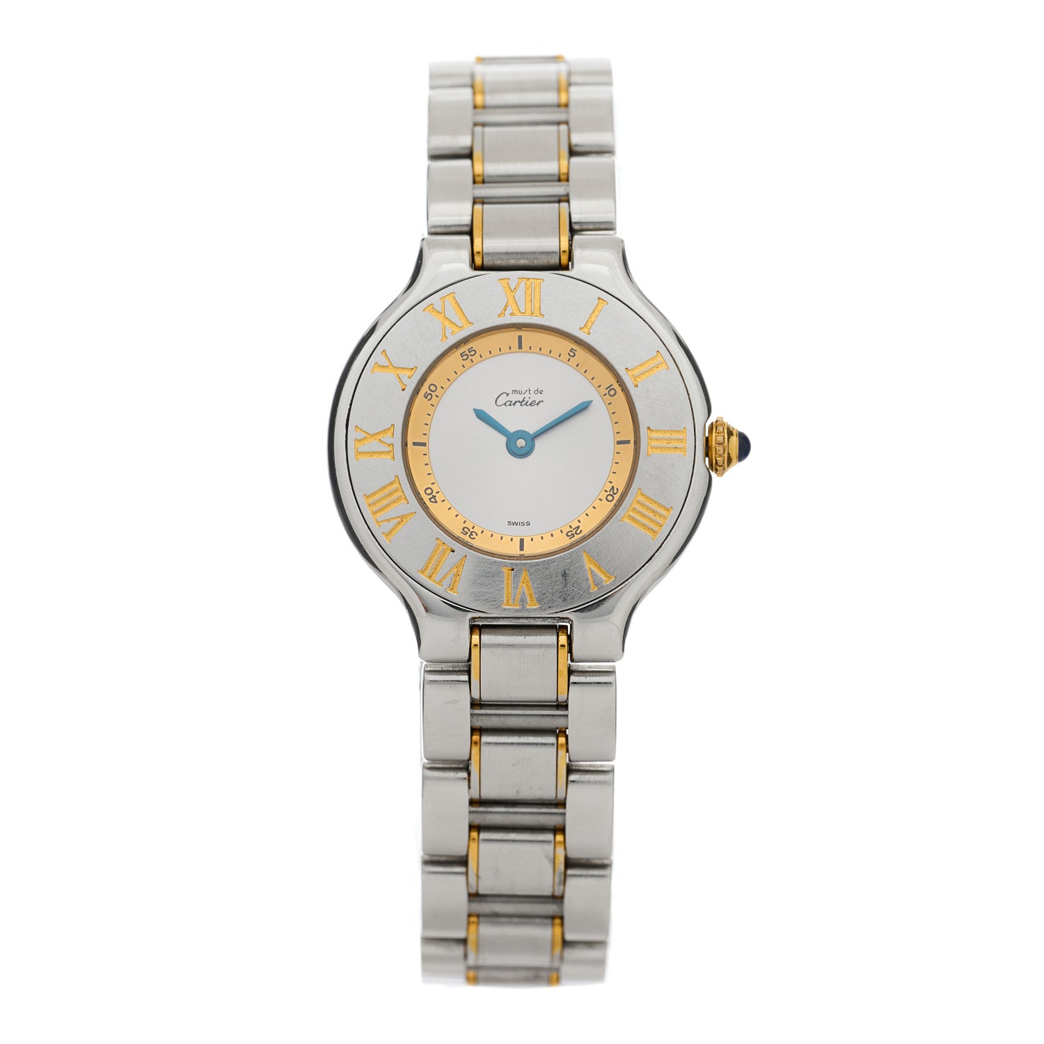 Cartier Stainless Steel 18K Yellow Gold 28mm Must De 21 Quartz Watch 1 of 5
